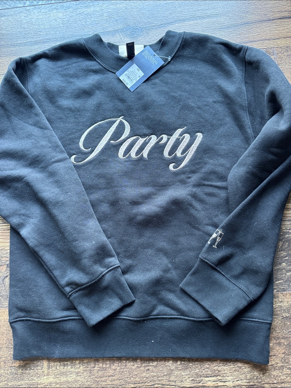 Universal Thread Black Crewneck Sweatshirt with Cream "Party" Script